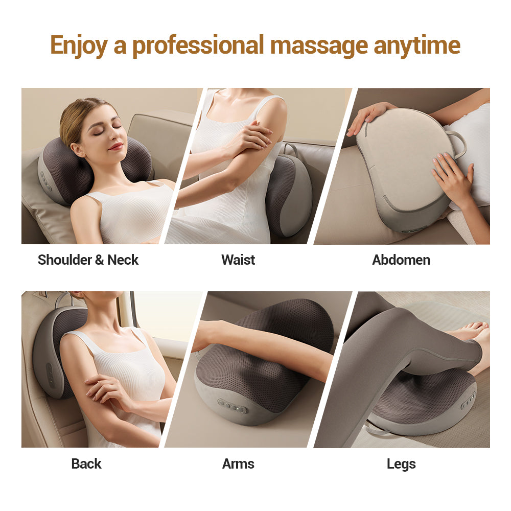 Multi-functional Neck Massage Pillow Portable Kneading Heating Compress Cervical Massager